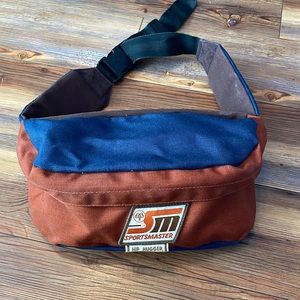 Vintage Sportsmaster Hip Hugger Fanny Pack Pouch Hiking Colorblock Cinnamon Navy